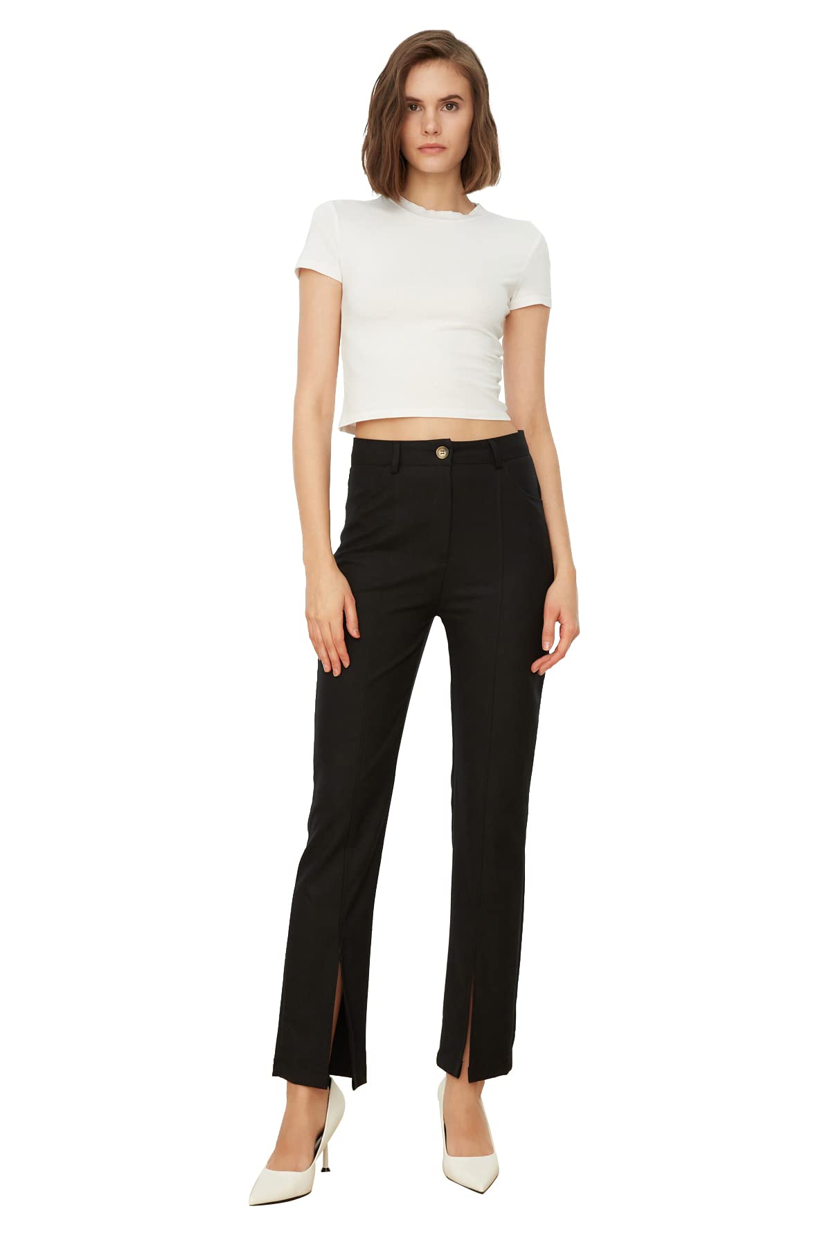 Trendyol Women Regular Waist Straight Leg Regular fit Trousers Schwarz