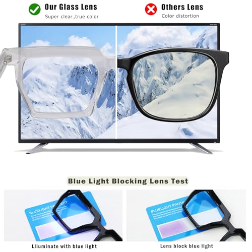 Image of Blue Light Blocking Glasses, TR90 Rectangle Computer Glasses With Anti Eyestrain & UV Glare Protection (Transparent)