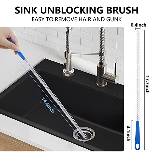 Image of YUNGMAX Drain Unblocker Tools, Flexible 155 cm Double Ended Nylon Pipe Cleaner Brush and 45 cm Sink Unblocker Brush for Kitchen, Bathroom, Shower (sha1)