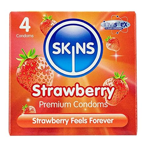 Skins Sexual Health Preservativos con sabor a fresa. Sin olor a látex y lubricación adicional Cover