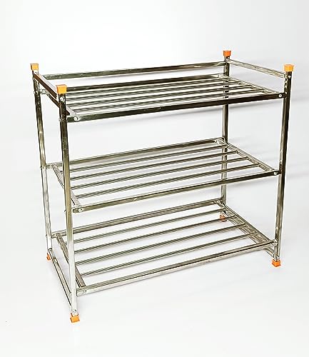 Image of Shoe Rack 3 Shelves Stainless Steel Shoe Rack /Multipurpose Rack Book Shelves
