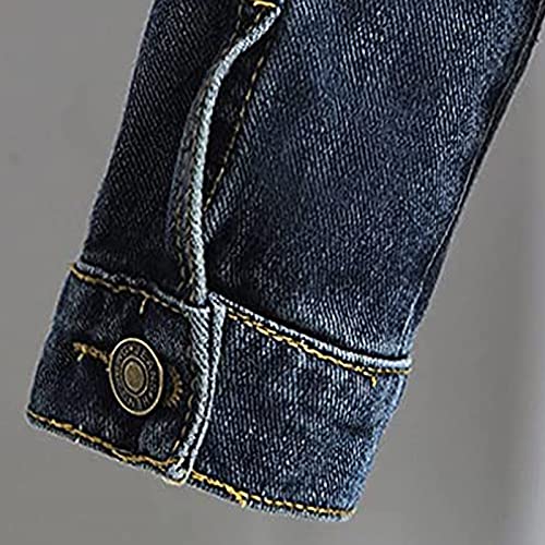 Sweat à capuche et veste en jean pour femme manteau vintage bleu foncé S - 3