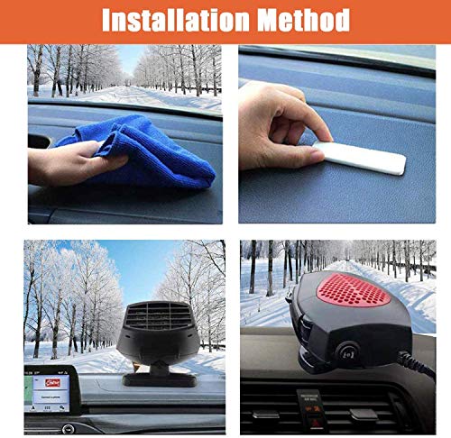 QIFUN Portable 12V Car Heater Fast Heating Quickly Defrost Defogger Demister Heating & Cooling Fan Auto Dryer Windshield Defroster Plug in Cigarette Lighter (Car Heater)