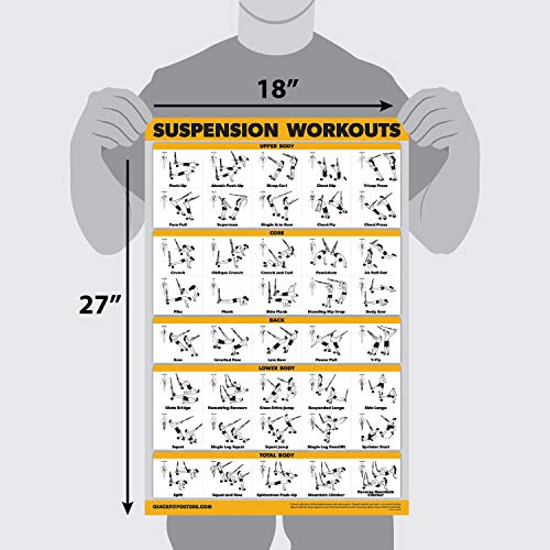 10 Pack - Exercise Workout Poster Set - Dumbbell, Suspension, Kettlebell, Resistance Bands, Stretching, Bodyweight, Barbell, Yoga Poses, Exercise Ball, Muscular System Chart (LAMINATED, 18