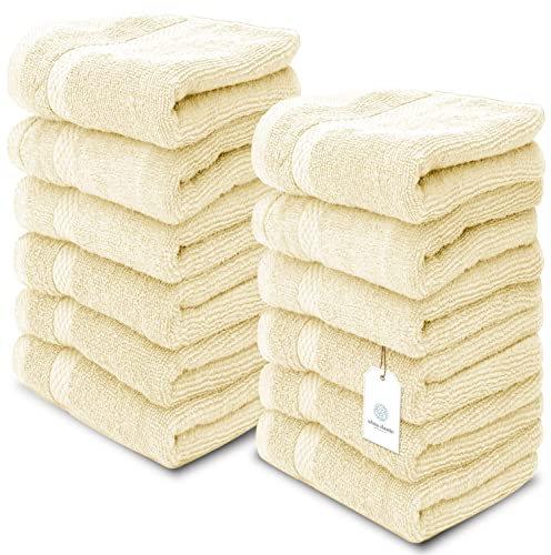 6-Pack Bath Mitts - European Style Washcloths With Loops (6x9 Inches)