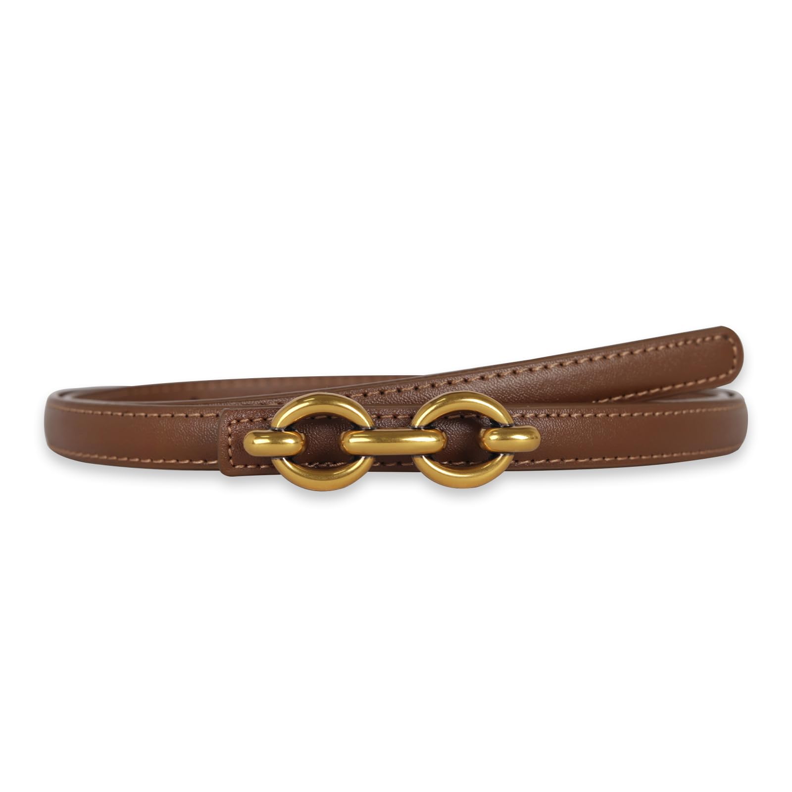 Women's Fashion Classic Metal Buckle Leather Belt with Jeans Dress