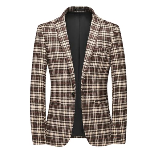Men's Casual Slim Fit Plaid Banquet Formal Wear Blazer