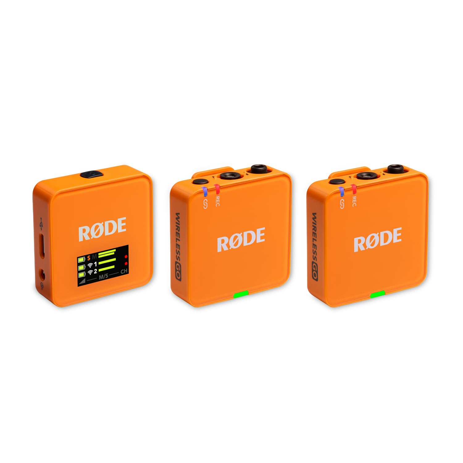 Rode Wireless GO Gen 3 bezprzewodowy 2-kanałowy system radiowy mikrofonu pomarańczowy z interview GO adapter ręczny, pomarańczowy i keepdrum, futrzana ochrona przed wiatrem