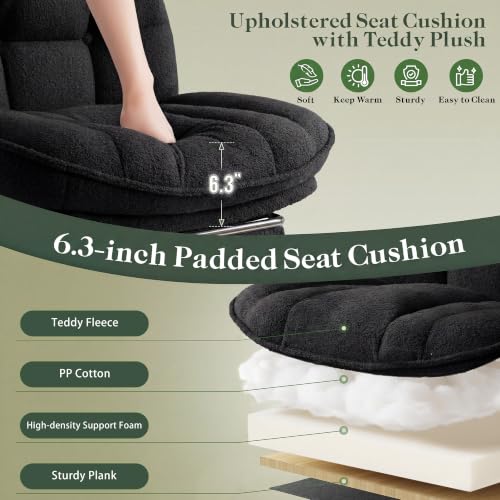 Image of DurayLoly Criss Cross Office Chair with Footrest, 28.15 inch Wide Seat | 6.3 inch Thick Cushion, 105-120 Rocking Function, Height Adjustable, 360 Swivel, Armless Design for All-Day Comfort - Black