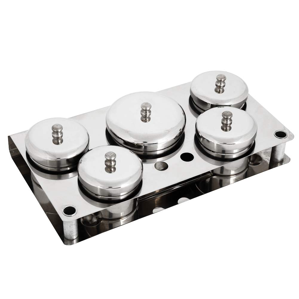 5PCS Nail Art Powder Liquid Cup, Stainless Steel Mini Cans Storage Box Cans Storage Box Compact Manicure Tools Set for Nail Salon