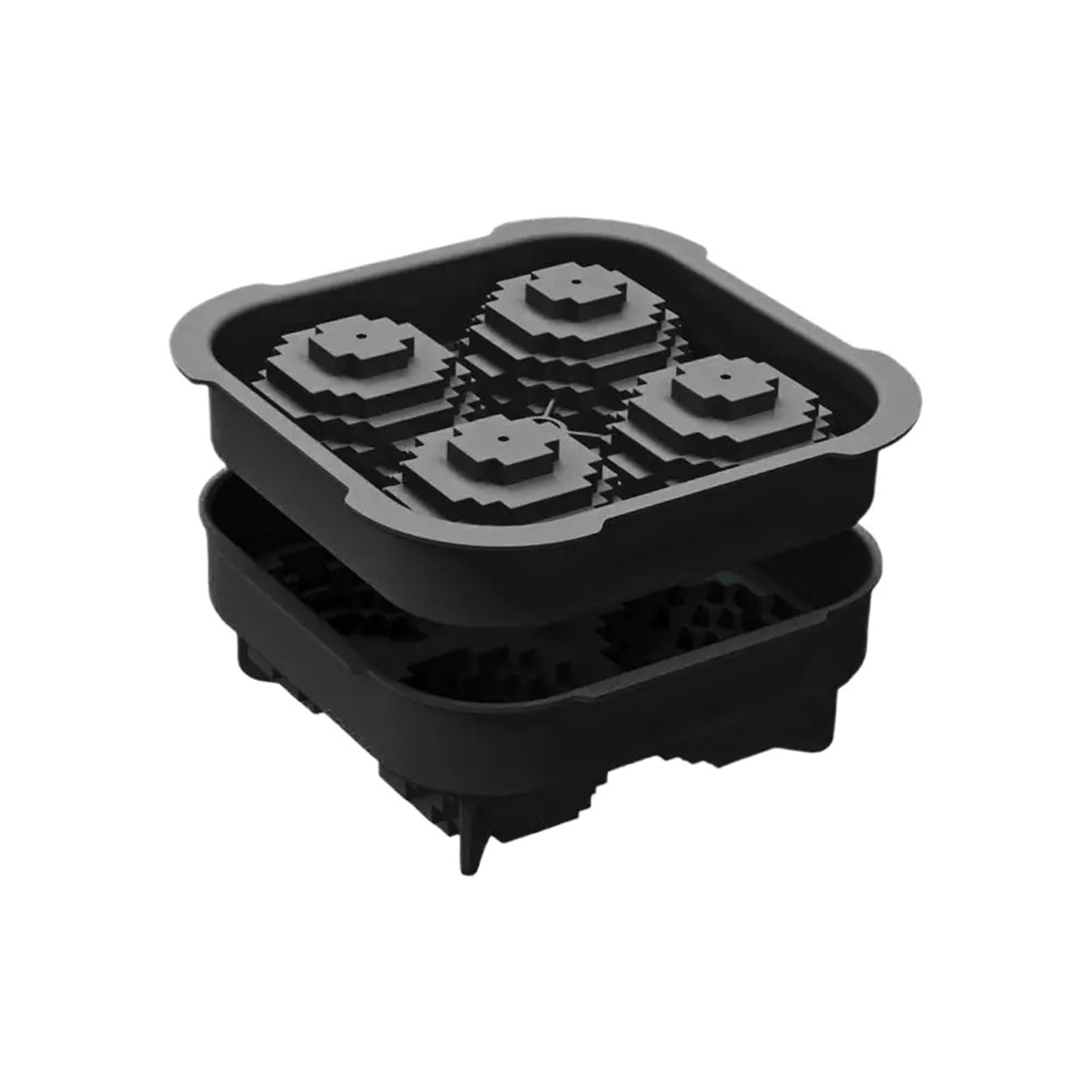 Eiswürfelformen 4 Grid 3D Ice Ball Ices Cube Silikon Tray Form Mit Deckel Wiederverwendbare Eis(Black)