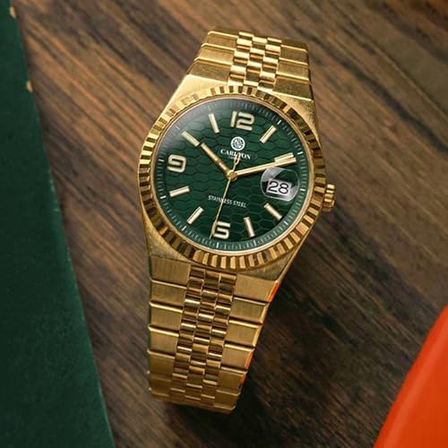 Image of Carlton London Rover Men Analog Watch, Round Dial, Stainless Steel Strap, Quartz Movement, 40 mm Case, Premium Wide Strap Design, 30M Water Resistant, Casual Formal Wear