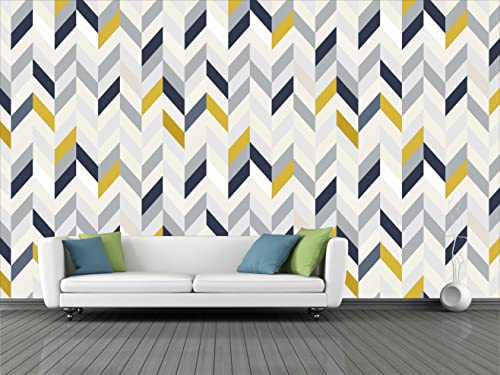 Image of CABANA HOMES Wall Stickers DIY Botanical Wallpaper for Bedroom (45 x 125 cm, 1 Roll) (6 sq. ft) Zig Zag Decorative Self Adhesive Decals Home Decor, Wardrobe, Living Room, Multicolour