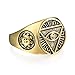 JIWEIER Los Hombres del Anillo de Illuminati El All-lazarillo pirámide de Acero Inoxidable 316L Anillo Regalo for los Hombres joyería Anillo (Size : Gold 9)