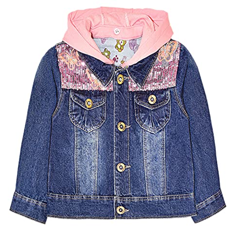 Peacolate 2-10 Jahre kleine Mädchen Stickerei Pailletten Schmetterling Mäntel Jeansjacke(Schmetterling, 2-3 Jahre)
