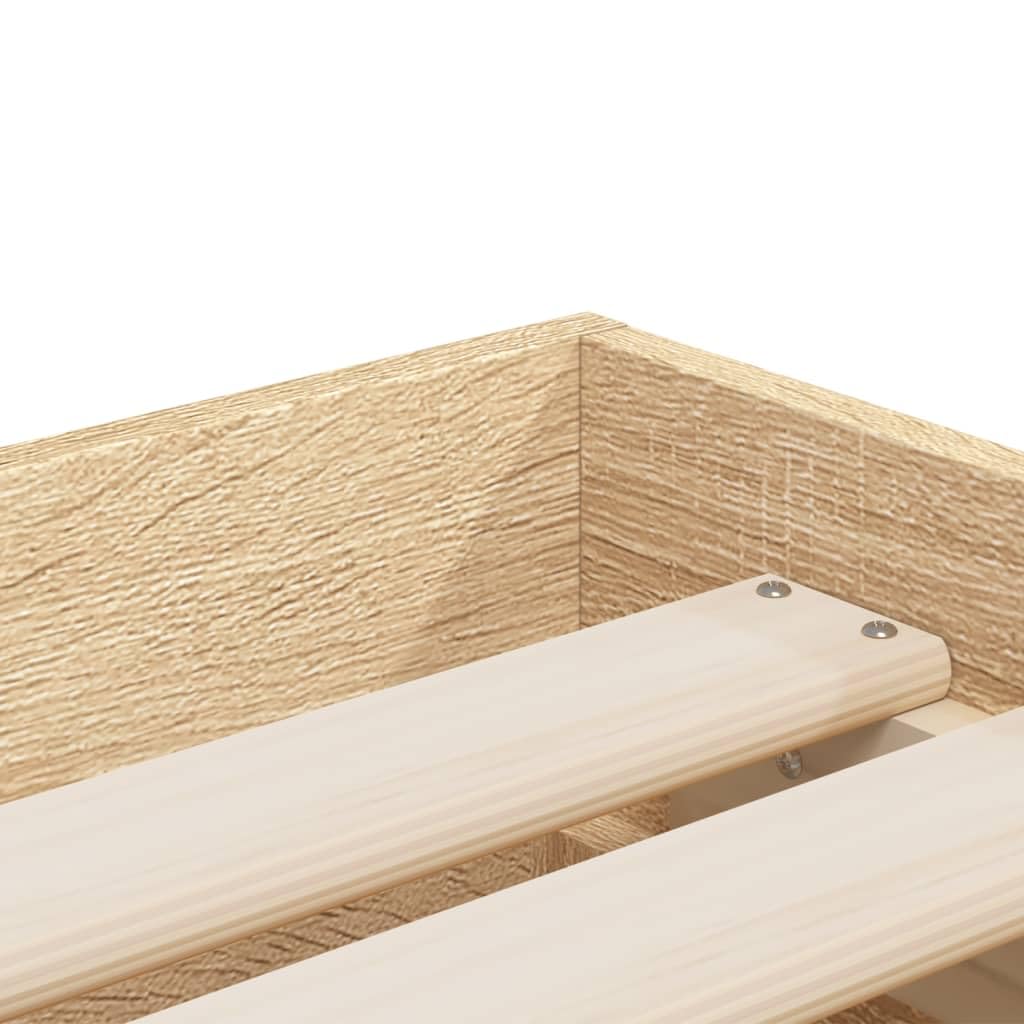 vidaXL Bettgestell, Bettrahmen mit Lattenrost, Bett Gästebett mit Schubladen, Einzelbett Schlafzimmerbett Schlafzimmermöbel, Sonoma-Eiche 100x200cm Holzwerkstoff