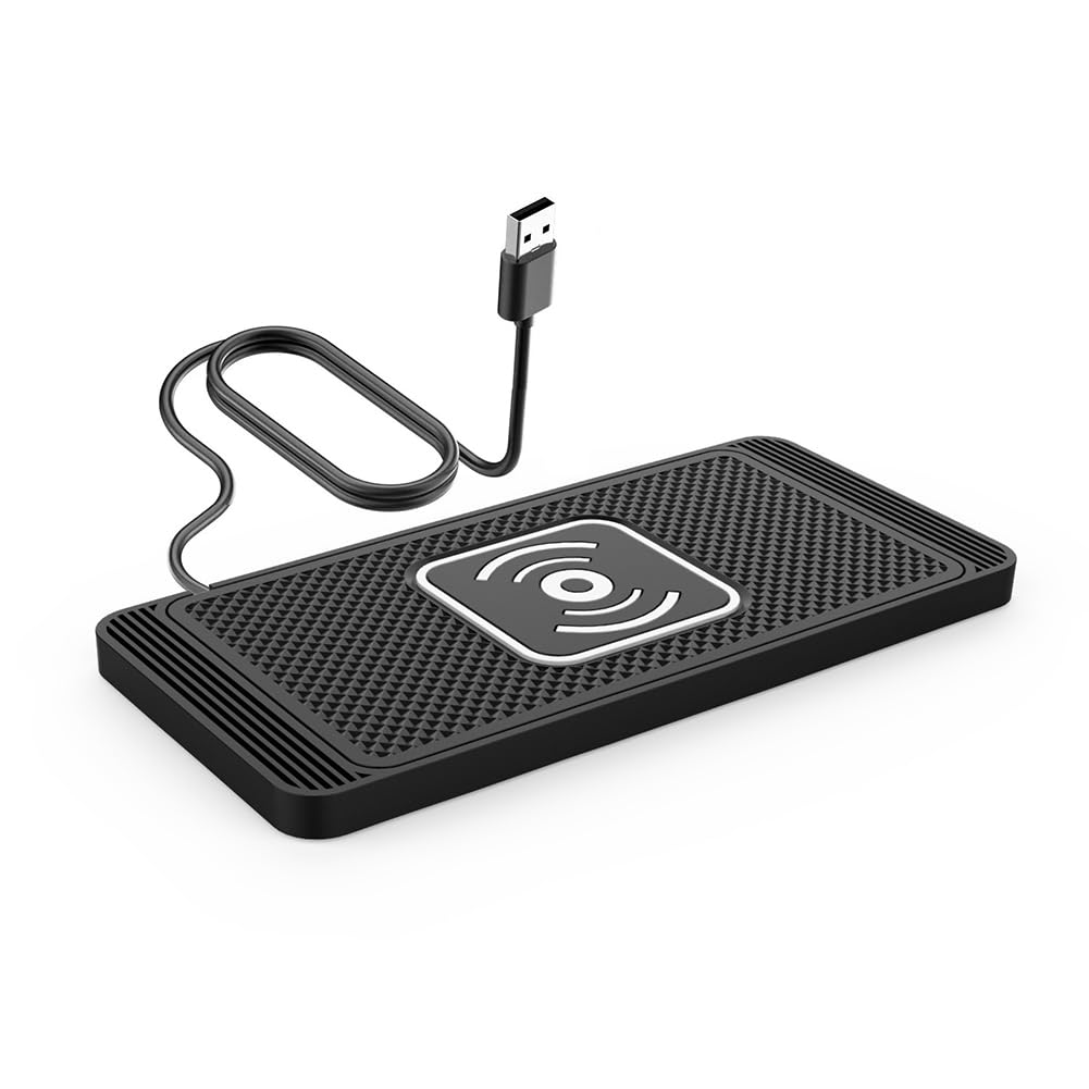 Almohadilla Cargador Coche Inalámbrico para A1 A2 A3 A4 A4L A5 A6 A6L A7 A8, Cargador Inalámbrico Rápido 15W Qi, Alfombrilla Antideslizante Teléfono Coche,15W USB-1m