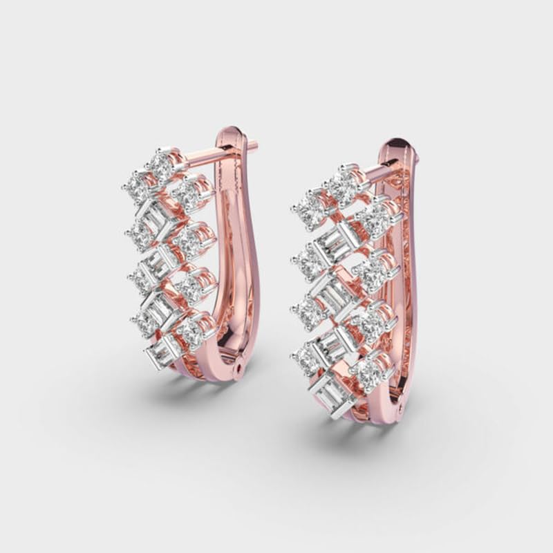 Magnifici cerchi Marvel in argento sterling 925 | Placcatura in oro rosa | N. pietra: 34 | Dimensioni gemma: 0,01-0,07 mm | Peso: 0,89 crt | Forma: rotonda e baguette | 5,178 grammi | R_00023