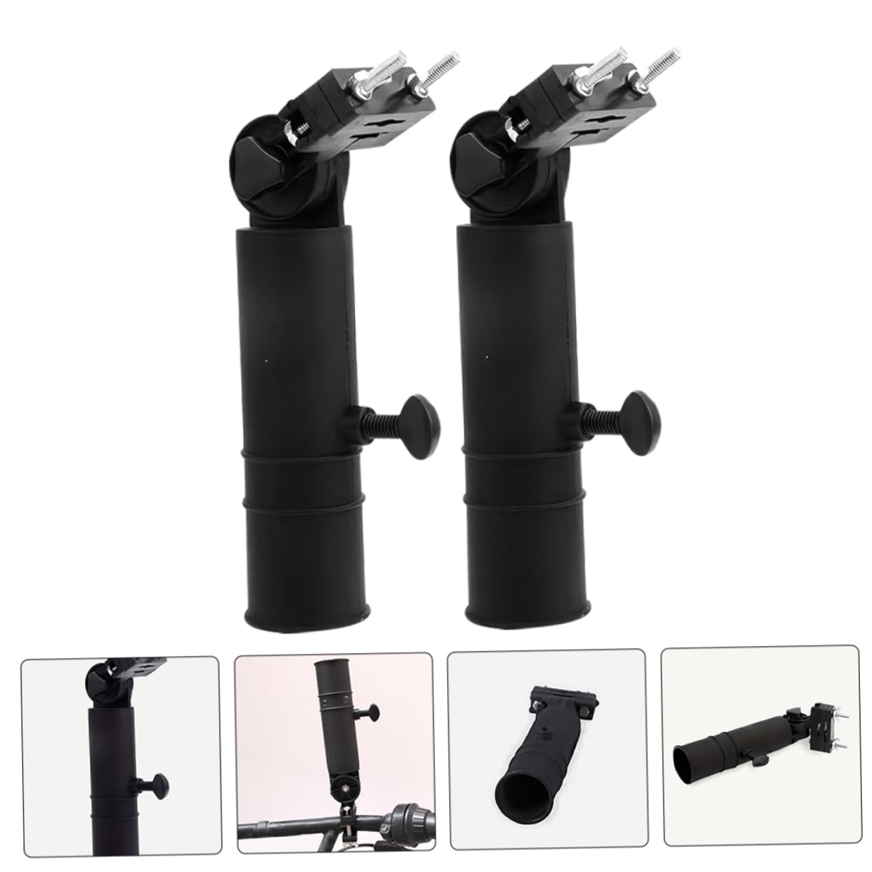 Toyvian 4 Piezas Soporte para Paraguas de Golf Ajustable para Carrito Base Fija con Abrazadera Soporte Resistente y Fácil de Instalar para Trolley de Golf