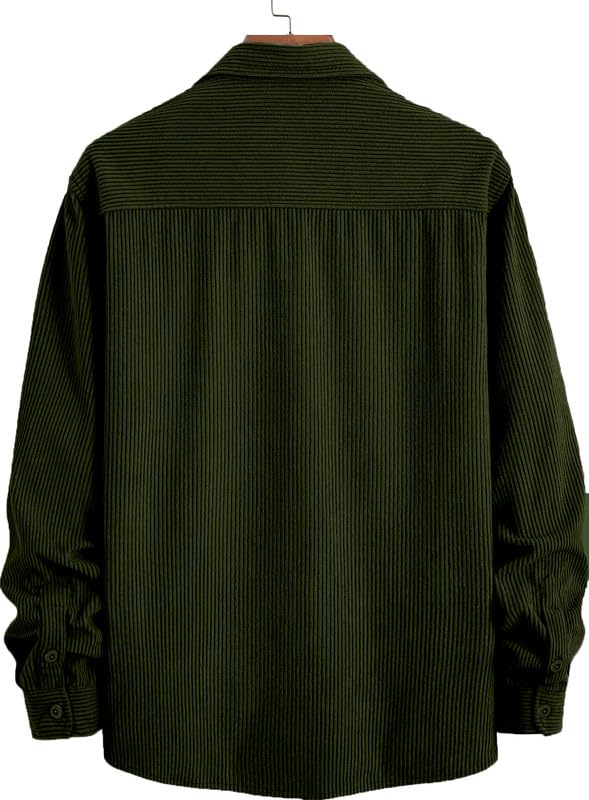 Image of MiraMichi Men's Full Sleeve Corduroy Striped Casual Jacket, Ideal for Stylish Everyday Outfits
