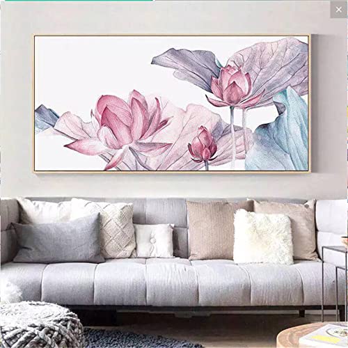 Broderie diamant grand format de lotus violet avec strass carrés de qualité pour salon