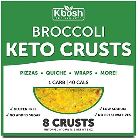 Kbosh Keto Crusts - The #1 Broccoli Keto Pizza Crust - Only 1 Carb & 40 Cals per serving - Delicious, Sugar-Free, Low Carb Crusts for Keto-Friendly Recipes - 4 EZ Store Packs - 8 Crusts
