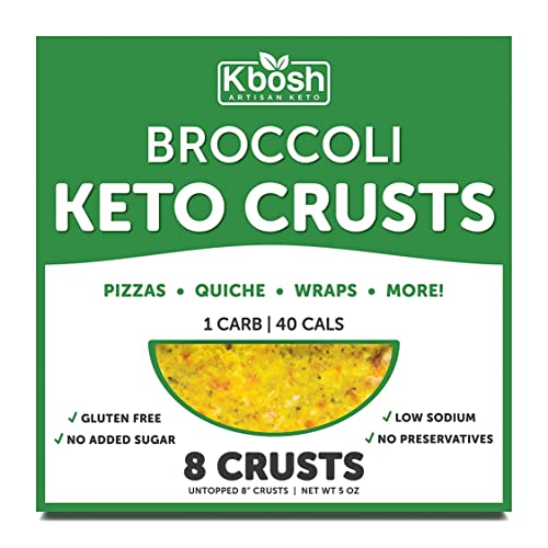 Kbosh Keto Crusts - The #1 Broccoli Keto Pizza Crust - Only 1 Carb & 40 Cals Per Serving - Delicious, Sugar-Free, Low Carb Crusts For Keto-Friendly Recipes - 4 Ez Store Packs - 8 Crusts #TOP1