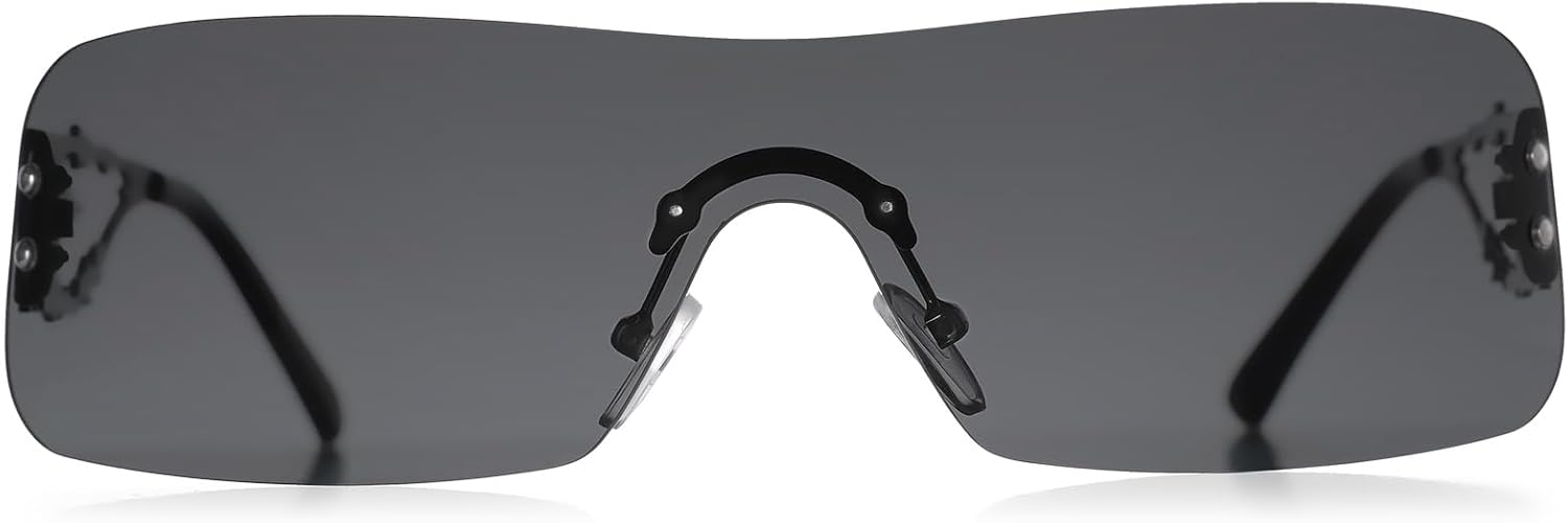YOGFIT Rimless Y2K Sunglasses for Women Men Fashion Wrap Around Futuristic Cool Sunglasses - Image 6