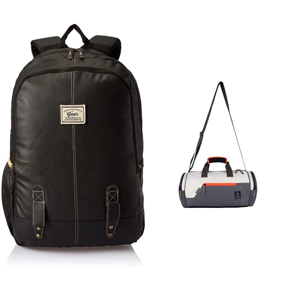 Gear Classic Anti Theft Faux Leather 20 Ltrs Black Laptop Backpack (LBPCLSLTH0101) Polyester 38 cms Grey Travel Duffle (DUFCRSTNG0406) (B089MSMNBV) Amazon Price History, Amazon Price Tracker