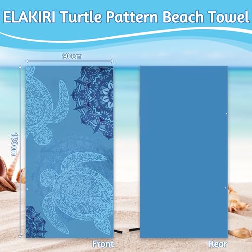 Strandlaken XXL, 90 x 180 cm, strandhanddoek, microvezel, zacht, huidvriendelijk, strandlaken, absorberend, sneldrogend, schildpad, strandlaken, voor strand, zwembad, yoga - Afbeelding 3