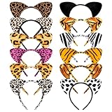 YARIEW 12 Pcs Cat Ears Headbands Animal Ears and Horns Headband Plush Horns Cosplay Costume Halloween Christmas
