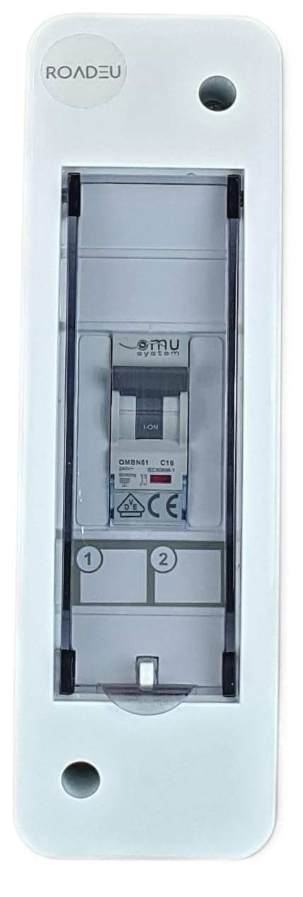 RoadEu – Cuadro Electrico Superficie con Interruptor automático 16A "C", Disyuntor Phase + Neutro L1+N. Ideal como distribuidor de pared para talleres, cobertizos o jardines.
