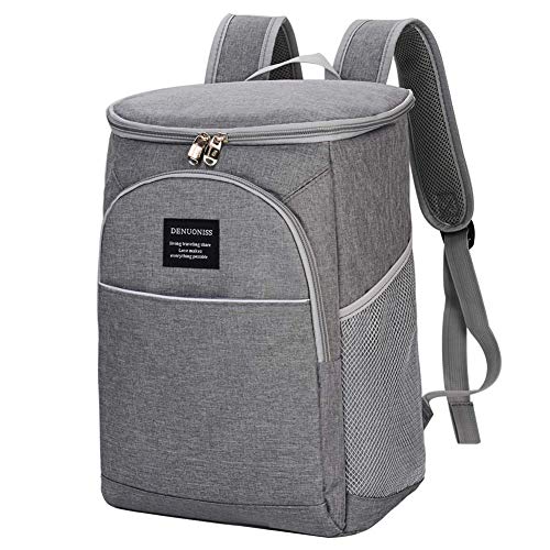 Mochila Picnic con Nevera, Bolsa Térmica y Aislada Guarda Alimentos Gran Capacidad 20L Impermeable Resistente al Fugas Ligero para 4 Personas Acampada Senderismo Playa Parque Unisex-Gris