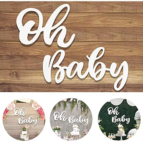 Wood White Baby Sign Baby Shower Banner for 1st Birthday Backdrop, Baby Party Sign Wooden Cutout Nursery Decor, Baby Party Banner Event Decorations for Gender Reveal Backdrop ,Baby Announcements Cover
