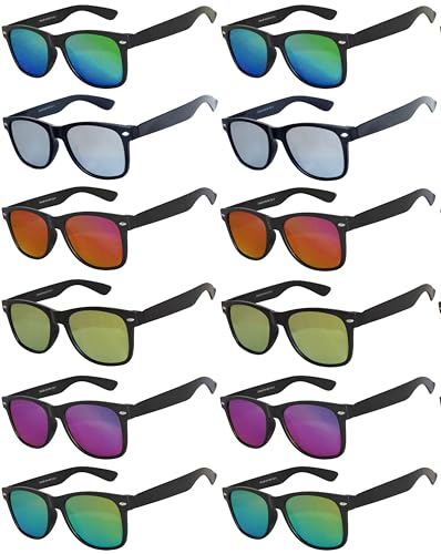 Image of OWL Retro Vintage Sunglasses Colorful Mirror Lens Matte Frame 3,5,6,10,12,14 Pairs