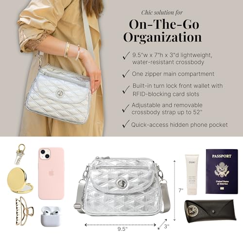 Image of Baggallini Calais Crossbody Bags for Women 10x7 Lightweight Water-Resistant Travel Purse, RFID & Interior Organization