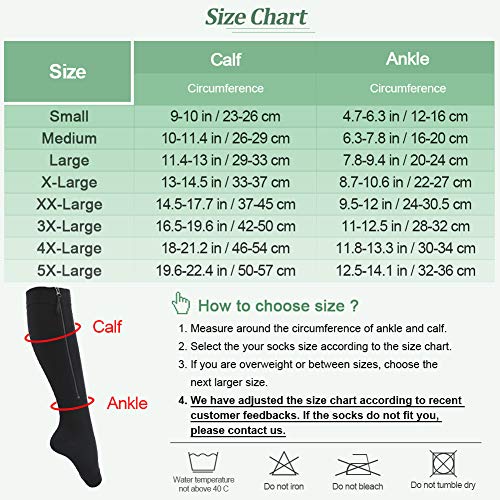 Ailaka Zipper 20-30 mmHg Compression Socks for Women & Men, Knee High Open Toe - Thumbnail 7