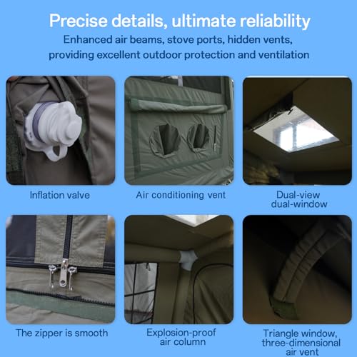 Luxury Large Inflatable Canvas Camping Tent, Skylight Stove Jack - Image 5