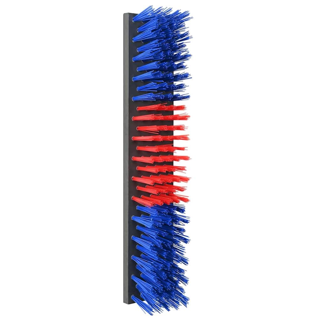 Cepillo de ganado montado en la pared de plástico y acero, rojo y azul, 50 x 10 x 6,5 cm, para establo y pasto, cuidado de ganado y caballos