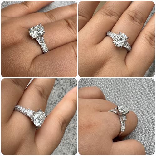 Newshe Jewellery Moissanite Engagement Rings for Women 925 Sterling Silver Oval Cut Wedding Ring for Her Size 5-102