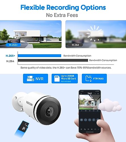 Image of VIKYLIN 8MP PoE IP Camera,Outdoor 4K Security Bullet Camera with Smart AI Human /Vehicle Detection,2.8mm Lens Wide Angle,2-Way Audio, Micro Slot(256GB),H.265+,IP67,Blue Iris, NDAA Compliant