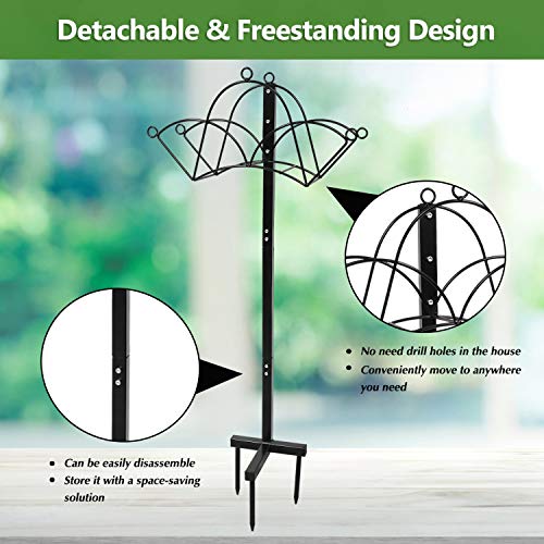 Rocinha Garden Hose Holder for Outside, Heavy Duty Metal Water Hose Holder Hanger, Detachable Hose Storage Stand Rack for Yard, Lawn, Bright Black - Thumbnail 3