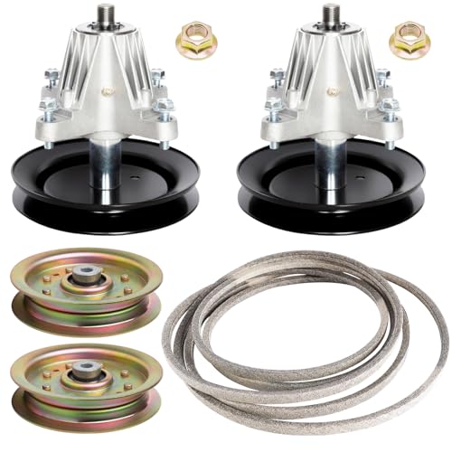 3042 Mower Deck Spindle Assembly Kit Fits Cub Cadet RZT 42 S42 L42 LTX1040 LTX1042 Troy Bilt Pony Bronco TB30 Mower Includes 2 Spindle 918-04822A 918-04822B 2 Pulley 756-04129B 1 Belt 754-04060