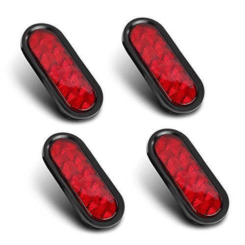 KOYA AUTOSMART 4PCS Red Oval Sealed LED Turn Signal and Parking Light Kit with Light, Grommet and Plug for Truck, Trailer (Turn, Stop, and Tail Light) KOYA AUTOSMART 4PCS Red Oval Sealed LED Turn Signal and Parking Light Kit with Light, Grommet and Plug for Truck, Trailer (Turn, Stop, and Tail Light)