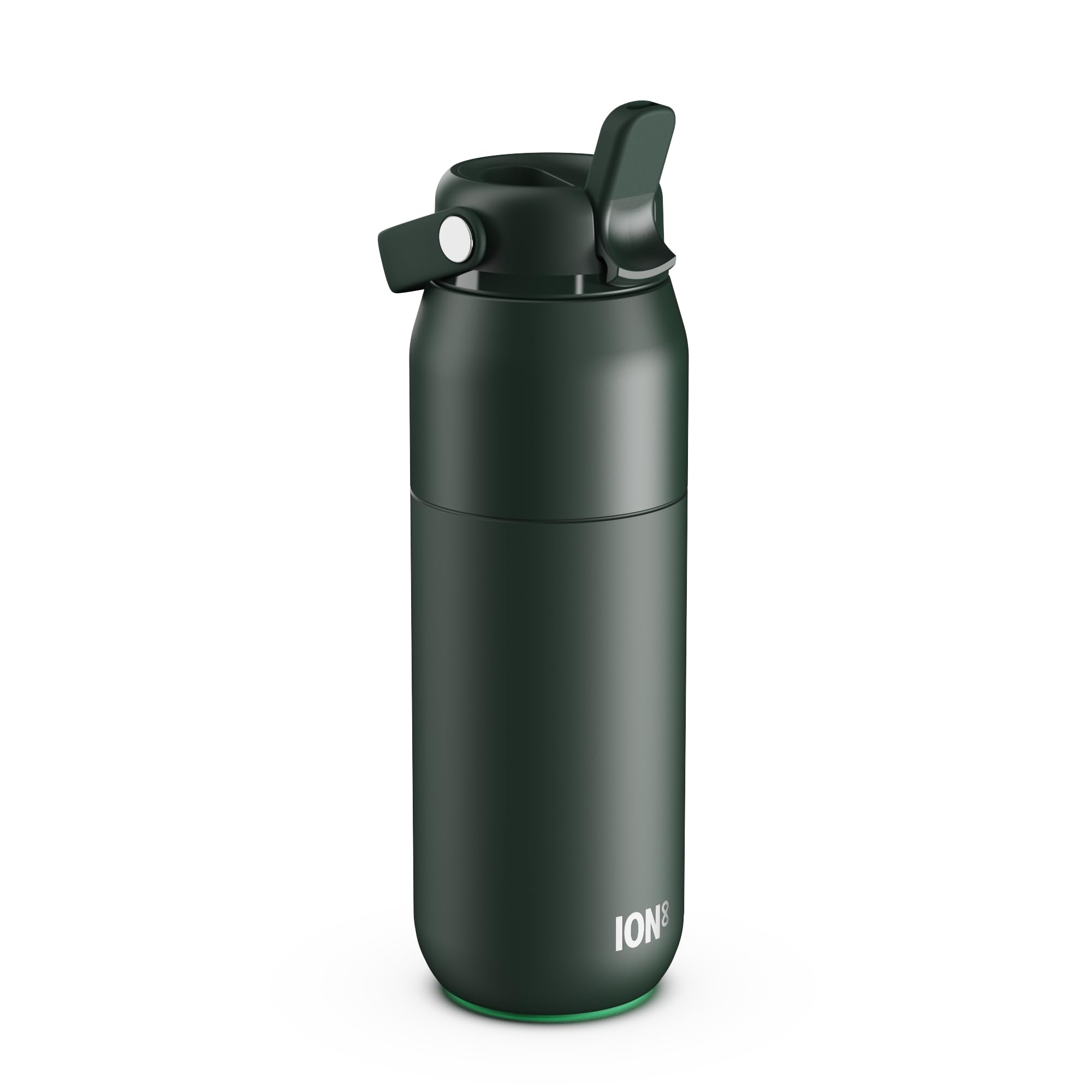 ION8 Primo Urban Insulated Water Bottle 540 ml (18 oz) – Leakproof Stainless Steel Bottle with Straw Lid, Fast Flow, Vacuum Insulated Cold Drinks, Cup Holder Friendly, Dishwasher Safe, Dark Green