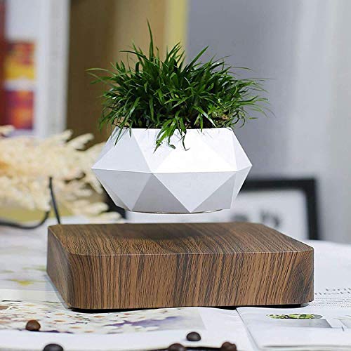 70% Off Discount Magnetic Levitation Air Bonsai Pot, Mini Sky-Garden Rotating Flower Pot Planter, Magnetic Levitating Suspension Floating Pot, Potted Plant Home Living Room Office Decoration Gifts (Dark Wood)