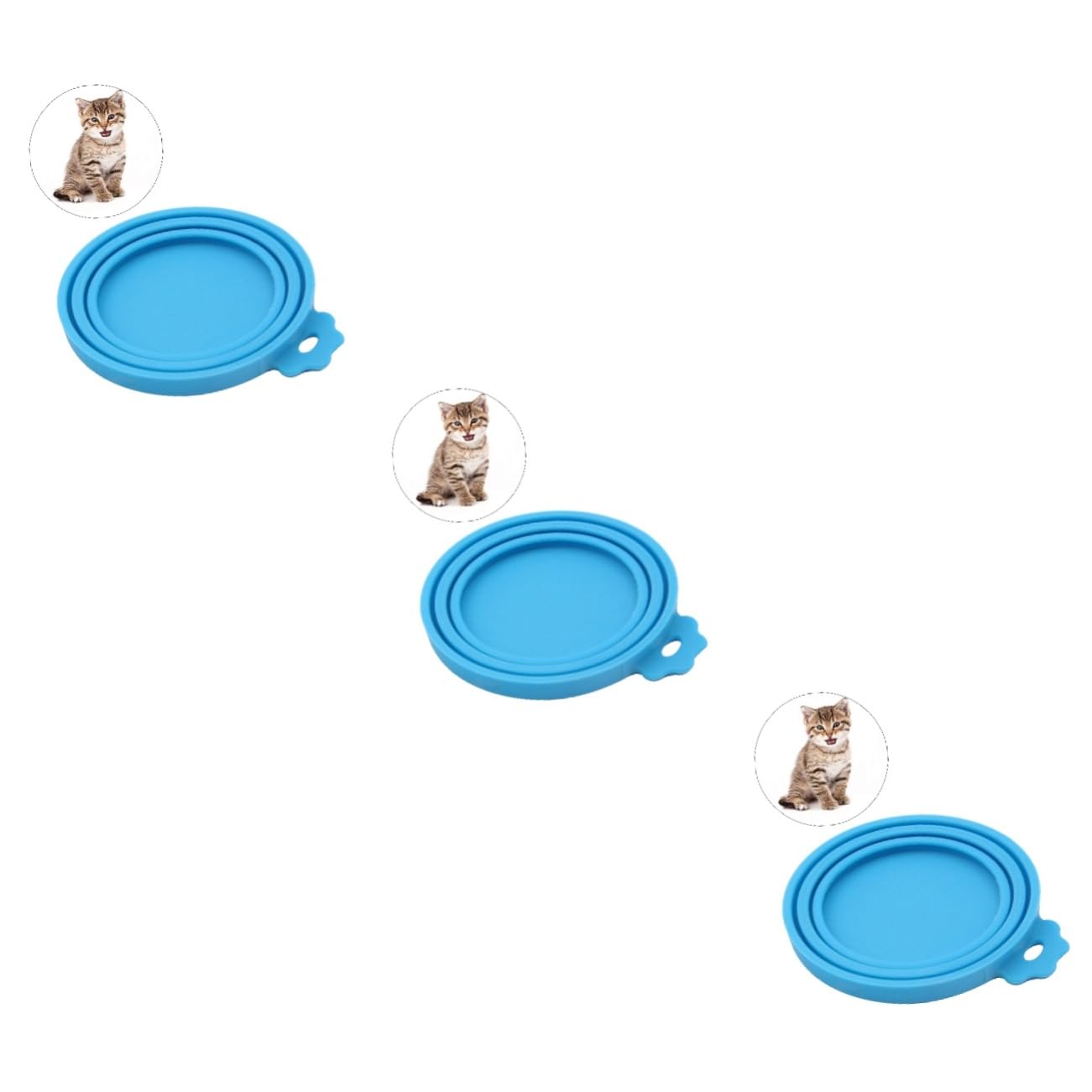 DOITOOL Reusable Canning Lids 3pcs Blue Can Food for Silicone Multiple Storage Pet Lid Sizes Cover Food-grade Pet Food Storage