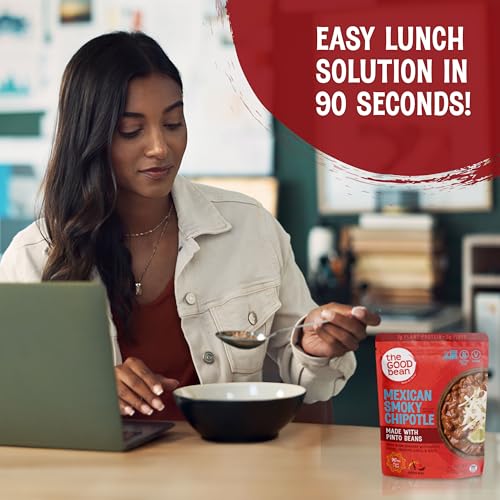 Image of The Good Bean Heat and Eat Pouch - Mexican Smoky Chipotle - (4 Pack) 10 oz Pouch - Simmered Pinto Beans with Chipotle Chilies - Pre-Cooked Beans with Good Source of Plant Protein and Fiber