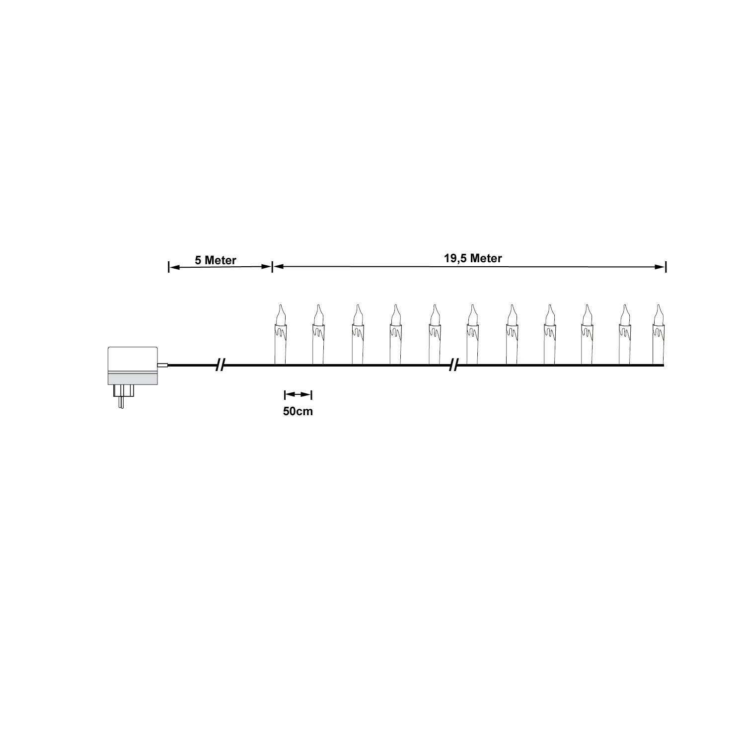 CLGarden LED Kerzen Lichterkette LEDKLK40 Kerzenlichterkette 40 Schaftlampen mit Kabel Timer