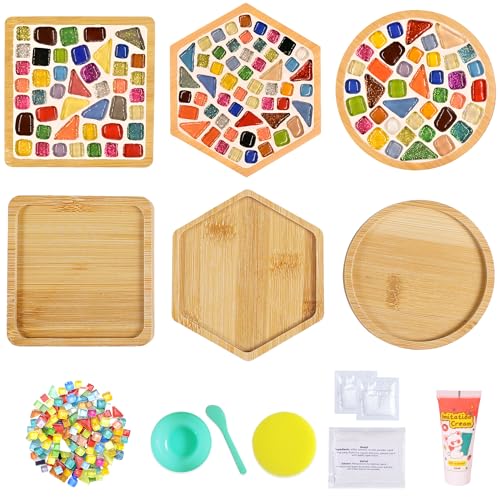 AiYoYo 3 Stück Mosaik Untersetzer DIY Bastelset Geschenke für Erwachsene Kreatives Basteln Geburtstagsgeschenk